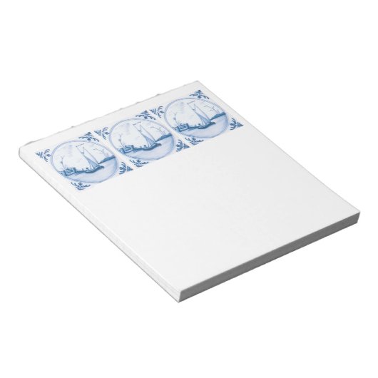 Blue White Delft-zeilboot Notitieblok (Schuin)