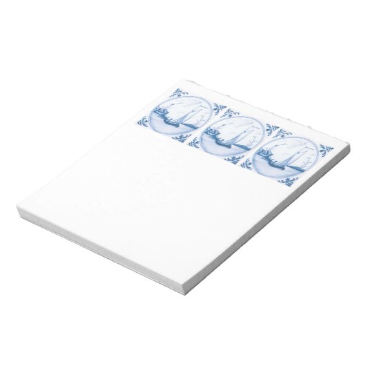 Blue White Delft-zeilboot Notitieblok (Linkerzijde)