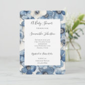 Blue White Denim Flowers Baby shower Kaart (Staand voorkant)