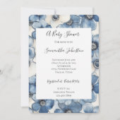 Blue White Denim Flowers Baby shower Kaart (Voorkant)