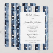 Blue White Denim Heart Stripes Vrijgezellenfeest Kaart (Voorkant / Achterkant)