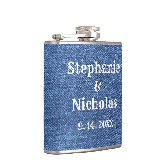 Blue White Denim Theme Wedding Heupfles (Rechts)