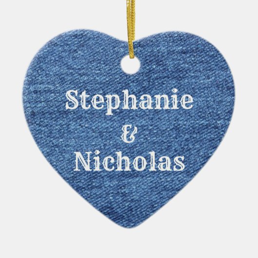 Blue White Denim Theme Wedding Keramisch Ornament (Voorkant)