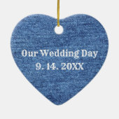 Blue White Denim Theme Wedding Keramisch Ornament (Achterkant)