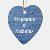 Blue White Denim Theme Wedding Keramisch Ornament (Links)