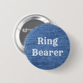 Blue White Denim Theme Wedding Ronde Button 5,7 Cm (Voorkant /achterkant)