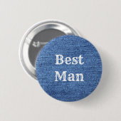 Blue White Denim Theme Wedding Ronde Button 5,7 Cm (Voorkant /achterkant)