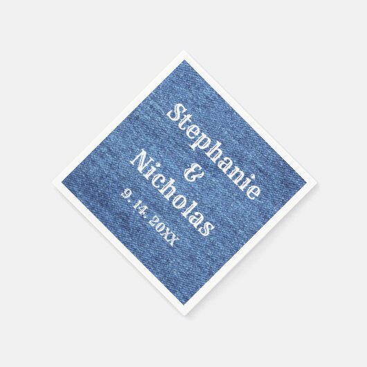 Blue White Denim Theme Wedding Servet (Hoek)