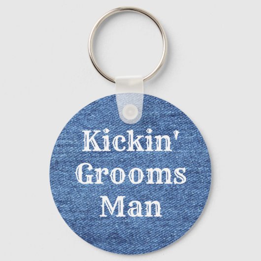 Blue White Denim Theme Wedding Sleutelhanger (Voorkant)