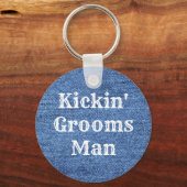 Blue White Denim Theme Wedding Sleutelhanger (Voorkant)