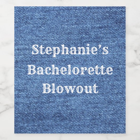 Blue White Denim Theme Wedding Wijn Etiket (Enkel label)