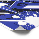 Blue & White Diagonal Stripes with Paint Splashes Poster (Hoek)