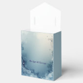 blue white Dreamy coastal marble ink wedding Bedankdoosjes (Geopend)