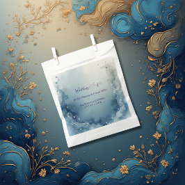 blue white Dreamy coastal marble ink wedding Bedankzakje