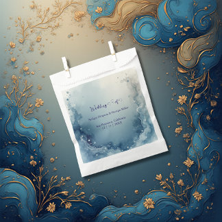 blue white Dreamy coastal marble ink wedding Bedankzakje
