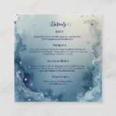 blue white Dreamy coastal marble ink wedding Informatiekaartje (Voorkant)