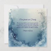 blue white Dreamy coastal marble ink wedding photo Bedankkaart (Voorkant)