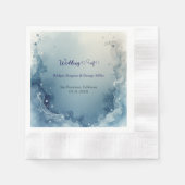 blue white Dreamy coastal marble ink wedding Servet (Voorkant)
