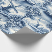 Blue & White Dutch Landscape Pattern • Tile-Inspir Cadeaupapier (Hoek)