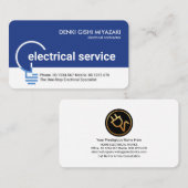 Blue White Electrical Service Contractor Visitekaartje (Voorkant / Achterkant)