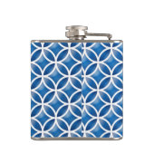 Blue White Elegant Abstract Circles Patroon Heupfles (Achterkant)