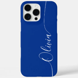 Blue White Elegant Calligraphy Script Name iPhone 16 Pro Max Hoesje