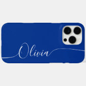 Blue White Elegant Calligraphy Script Name Case-Mate iPhone Case (Achterkant (horizontaal))