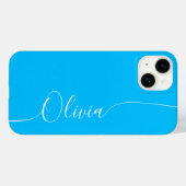 Blue White Elegant Calligraphy Script Name Case-Mate iPhone Case (Achterkant (horizontaal))