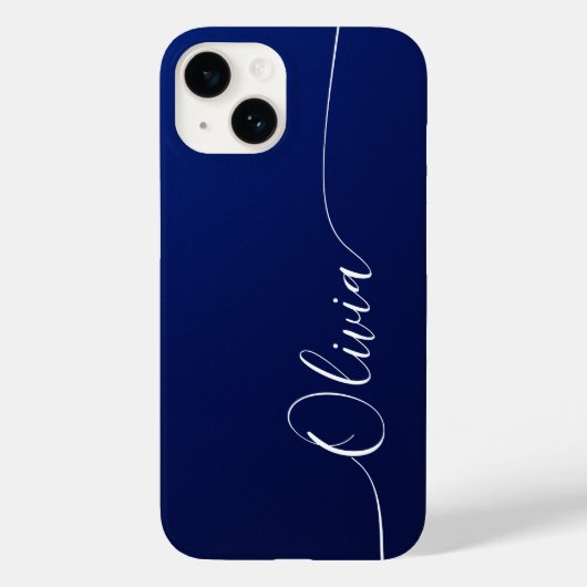 Blue White Elegant Calligraphy Script Name Case-Mate iPhone Case (Achterkant)