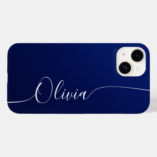 Blue White Elegant Calligraphy Script Name Case-Mate iPhone Case (Achterkant (horizontaal))