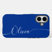 Blue White Elegant Calligraphy Script Name Case-Mate iPhone Case (Achterkant (horizontaal))