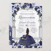 Blue White Elegant Charro Princess Quinceanera Kaart (Voorkant / Achterkant)