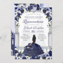 Blue White Elegant Charro Princess Quinceanera