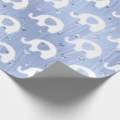 Blue White Elephant Baby shower Princess Boy Cadeaupapier (Hoek)