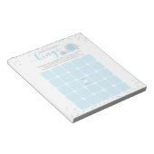 Blue White Elephant Boy Baby shower Bingo Notitieb Notitieblok (Schuin)