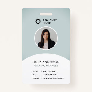 Blue White Employee Photo ID Company Logo Cool Badge