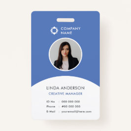 Blue White Employee Photo ID Company Modern Badge