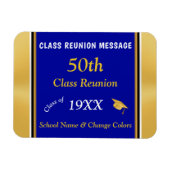 Blue, White en Gold 50th High Reunion Souvenirs Magneet (Horizontaal)