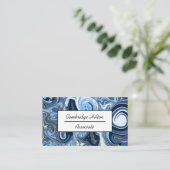 Blue, white en Gold Marble Swirls Business Visitekaartje (Staand voorkant)