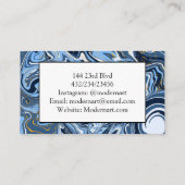 Blue, white en Gold Marble Swirls Business Visitekaartje (Achterkant)