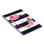 Blue White en Gold Modern Floral Chic Glam Notitieboek (Rechterzijde)