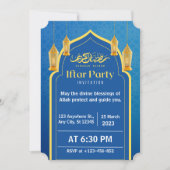 Blue White en Gold Modern Internet Party Invitatio Kaart (Voorkant)