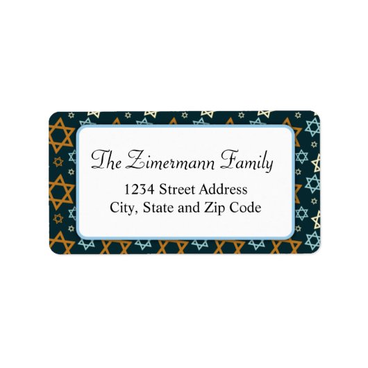 Blue White en Gold Star van David Pattern Etiket (Voorkant)
