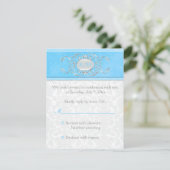 Blue, White en Grey Damask Reply Card Kaart (Staand voorkant)