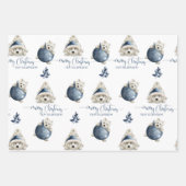 Blue White en Silver, White Festive Puppy Holiday Inpakpapier Vel (Voorkant 2)