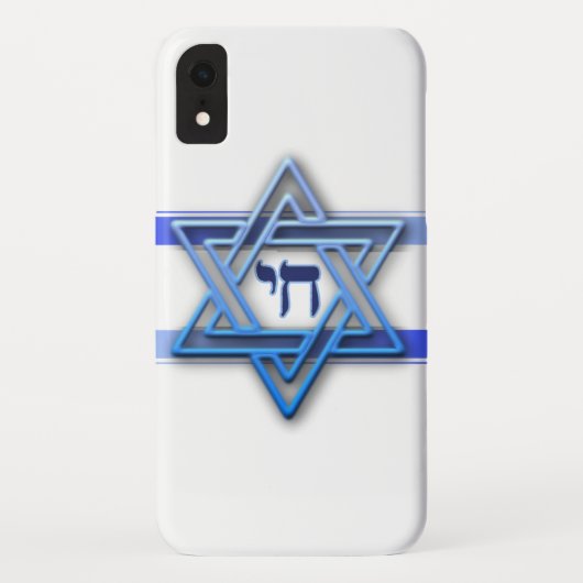 Blue White en The Star of David - iPhone 4 - Hoesj Case-Mate iPhone Case (Achterkant)