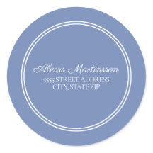 Blue White Envelope Seal Address Sticker
