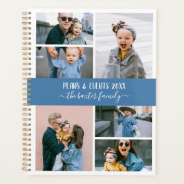 Blue White Family Foto Collage Planner