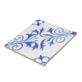 Blue White Farmhouse Rustic Scroll n Leaf Pattern  Tegeltje (Zijkant)