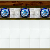 Blue/White Faux Stained-Glass Nautilus Shell 3 Tegeltje